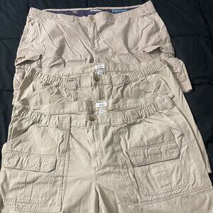 Men's 3 Tan Shorts Bundle - 1 Sized 50 Waist, 2 Sized 52 Waist